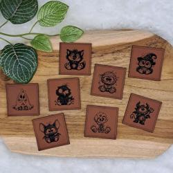 Kunstlederlabel "Süße Halloween Figuren"